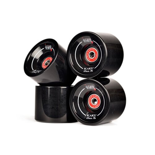 Longboard Rollen KAKU 69mm 78A CP52 inkl. Lager & Spacer (4er Set) Gebraucht A