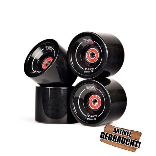 Longboard Rollen KAKU 69mm 78A CP52 inkl. Lager & Spacer (4er Set) Gebraucht A
