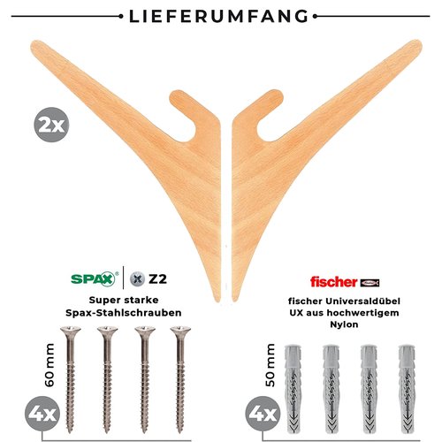 Longboard / Skateboard / Balanceboard / Snowboard / Wakeboard Wandhalterung Set WOOD