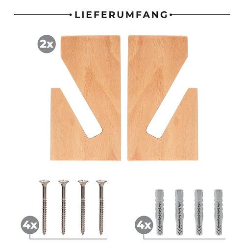 Longboard / Skateboard / Balanceboard / Snowboard / Wakeboard Wandhalterung Set WOOD BLOCK